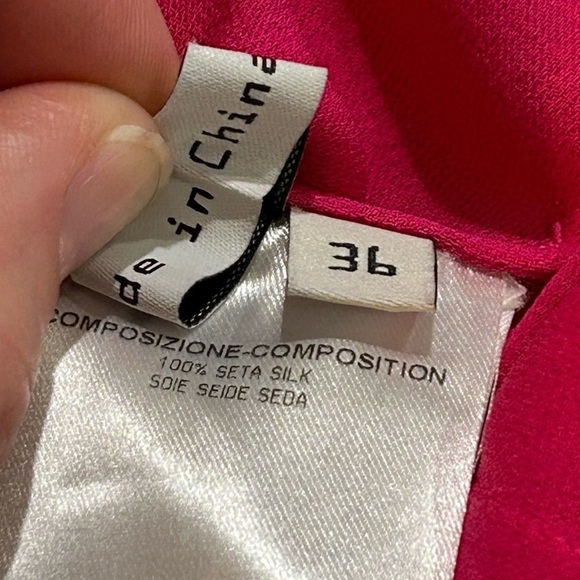BALENCIAGA | Silk Pink Collared Button Down Cuffed Rounded Split Side Hem size 6 - Picture 10 of 11